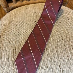 Oscar de la Renta Elegant Striped Tie in Burgundy and Tan